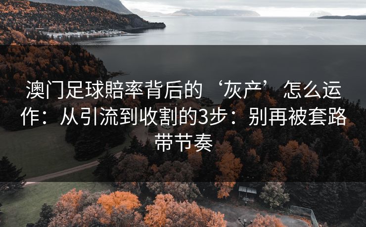 澳门足球賠率背后的‘灰产’怎么运作：从引流到收割的3步：别再被套路带节奏