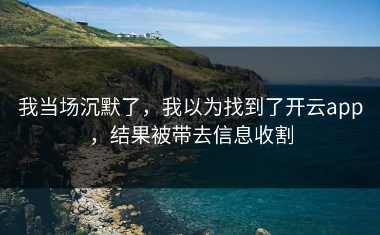 我当场沉默了，我以为找到了开云app，结果被带去信息收割