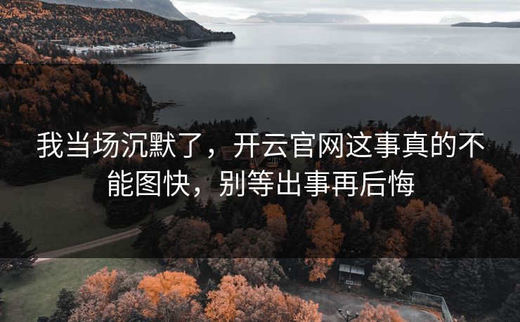 我当场沉默了，开云官网这事真的不能图快，别等出事再后悔