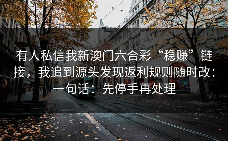 有人私信我新澳门六合彩“稳赚”链接，我追到源头发现返利规则随时改：一句话：先停手再处理